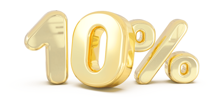 Number 10 percent gold 3d png