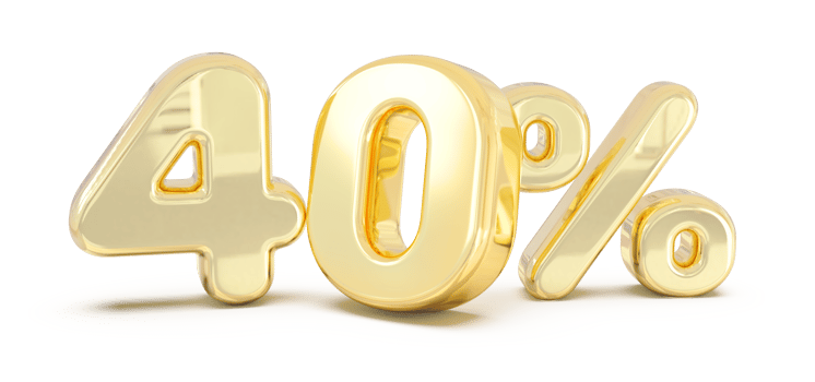 Number 40 percent gold 3d png