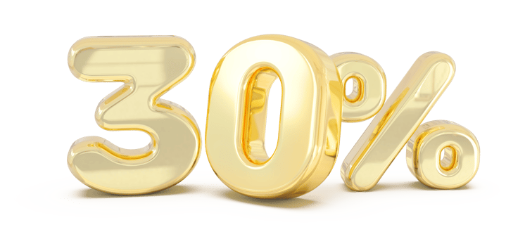 Number 30 percent gold 3d png