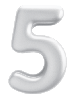 Number 5 3d silver Element png