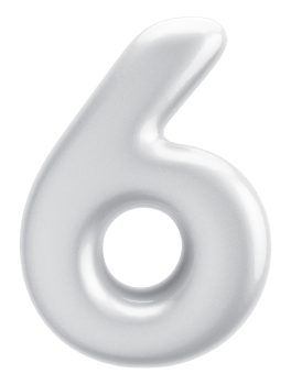 Number 6 3d silver Element png