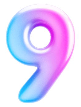 Number 9 3d Gradient Element png