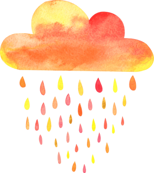 Watercolor cloud with rain png