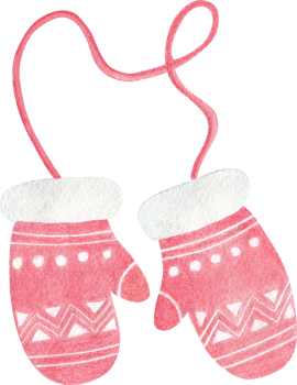 Watercolor red winter mittens png