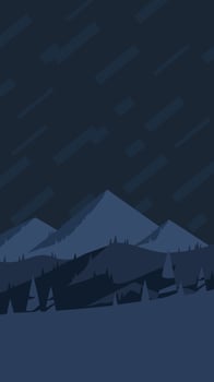 Vertical Mountains Landscape at Night, Story Poster Flat Design EPS Vector. Mountain Snow Peaks And Hills at Midnight Illustration. vector