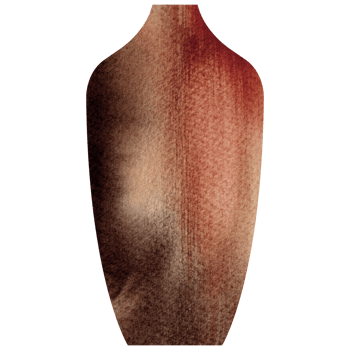 Watercolor brown boho ceramic vase png