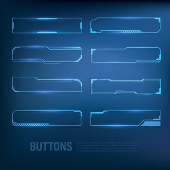 button set Techno-futuristic style sci-fi color blue vector