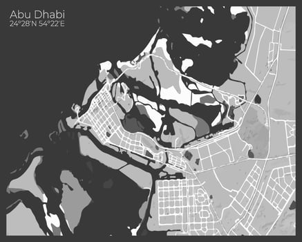 Abu Dhabi - abstract monochrome design for interior posters, wallpaper, wall art, or other printing products. Vector illustration.