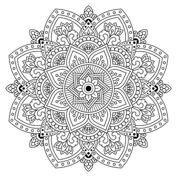 Mandala Vector illustration Pattern Designs. tattoo, Islam, Arabic, Indian. Minimal floral pattern. Coloring book page.