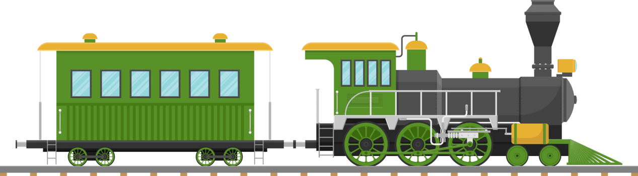 Vintage steam locomotive and wagon vector illustration isolated png