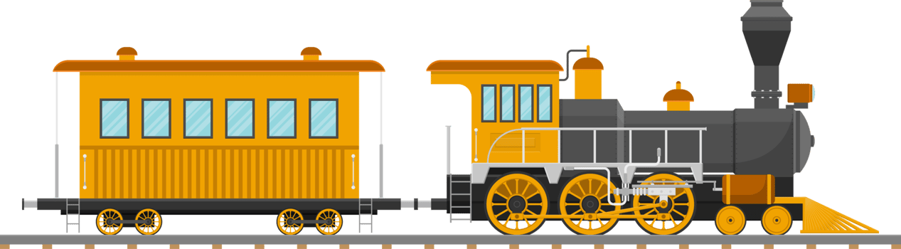 Vintage steam locomotive and wagon vector illustration isolated png