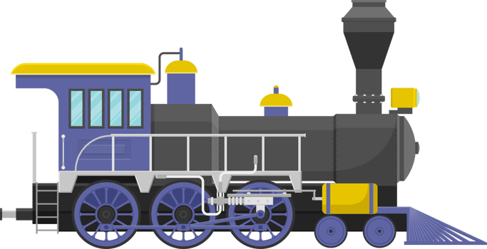 Vintage steam locomotive vector illustration isolated on white background png