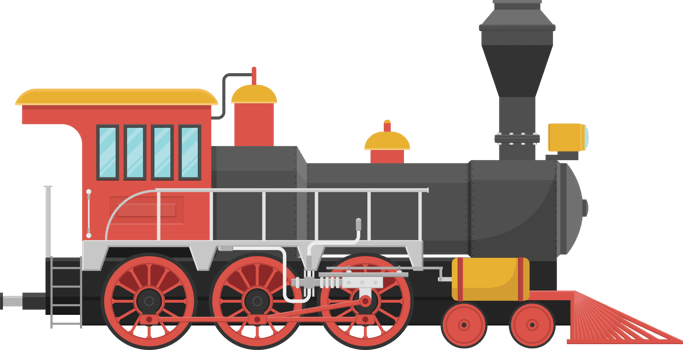 Vintage steam locomotive vector illustration isolated on white background png