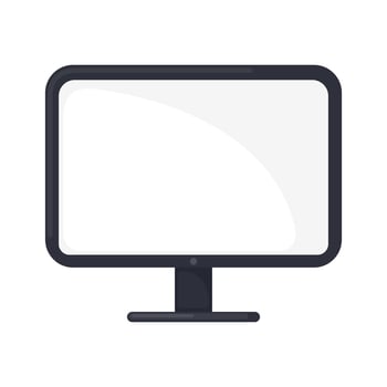 Computer monitor icon in flat style isolated on white background. PC symbol. Vector illustration,.