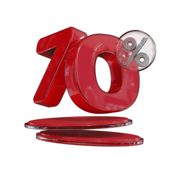 Discount 50 Off Red Glossy Text 3D Render Promotion Element png