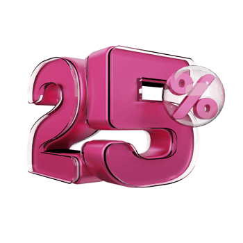 Discount 25 Off Pink Glossy Text 3D Render Promotion Element png