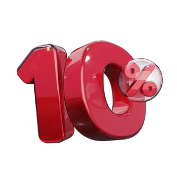 Discount 10 Off Red Glossy Text 3D Render Promotion Element png