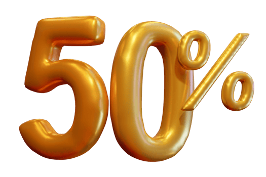 Discount 50 Off 3D Render Promotion Element png