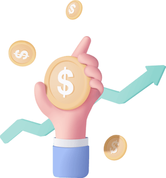 3D money coin hand holding. holding money in business hand concept, online payment and payment 3d render concept. finance, investment, money saving on hand isolated png
