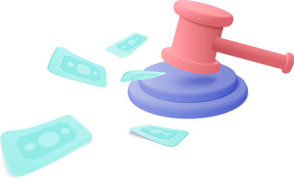 3D judge hammer minimal gavel concept of law on background. Professional lawyer, punishment, law advisor, advocate. Judge arbitrate courthouse 3d render icon png