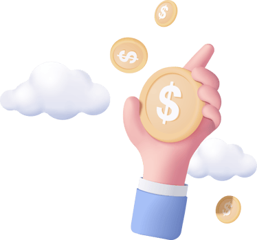3D money coin hand holding. holding money in business hand concept, online payment and payment 3d render concept. finance, investment, money saving on hand isolated png