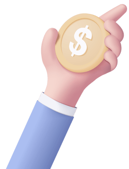 3D money coin hand holding on pastel background. holding money in business hand concept, online payment and payment 3d render concept. finance, investment, money saving on hand isolated png