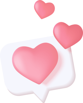 3D Social media online platform concept, online social communication on applications, Photo frame with heart and love emoji icon, like and play in red bubble 3d icons. 3d render concept png