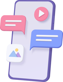 3D minimal social media with video and photo gallery on mobile application and mobile web design, user interface optimization for banner and website. Image 3d render png
