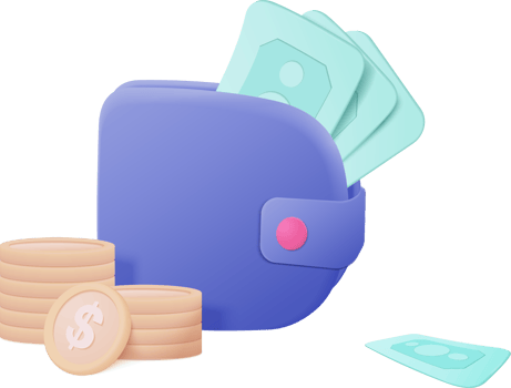 3D money holding wallet, dollar coin on isolate background, online payment and money saving concept. 3d holding wallet render for business, bank, finance, investment png