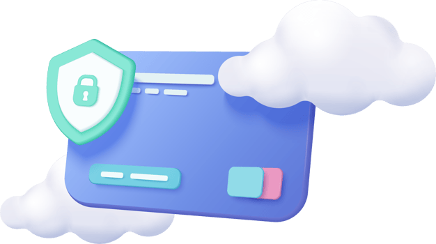 3D credit card money financial security for online shopping, online payment credit card with payment protection concept. 3d render for business finance, online shopping for security concept png