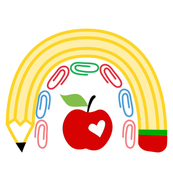 rainbow with Teacher School Supplies design png