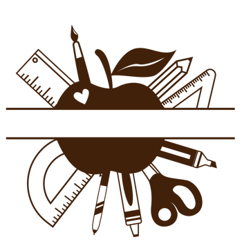 Teacher School Supplies Split Monogram png