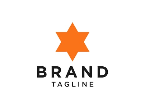 Star Logo. Orange Geometric Shape Star of David isolated on White Background. Flat Vector Illustration Design Template Element.