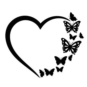 Flying butterflies in heart shape frame pattern png