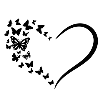 Flying butterflies in heart shape frame pattern png
