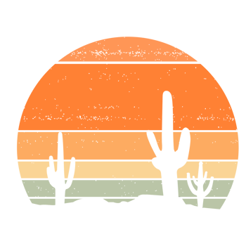 Retro sunset with  cactus vintage. png