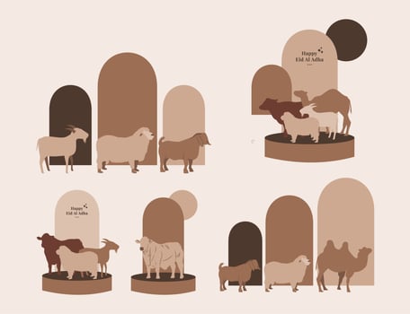eid al adha animals or idul adha vector
