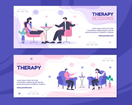 Psychology Horizontal Banner Template Flat Cartoon Background Vector Illustration