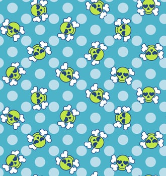 Cartoon skull repeat seamless pattern vector