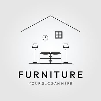 furniture logo line art, icon and symbol, with emblem vector illustration design
