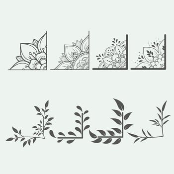 Floral corner shapes, Leaves border frame illustration vector