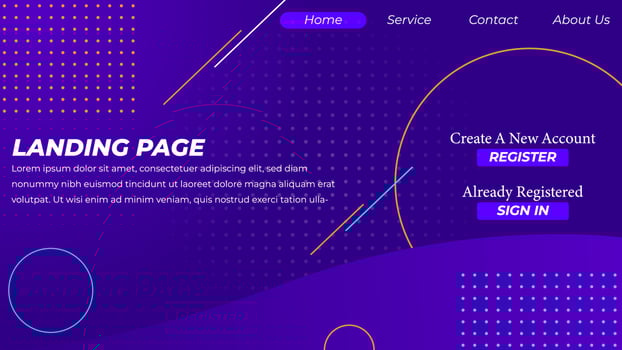 Modern Landing Page template created with simple abstract shapes on background vector