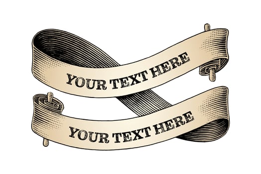 Vintage banner hand draw engraving style black and white clip art isolated on white background vector