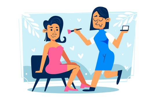 Make Up Artist At Work Character vector