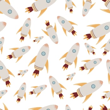 Seamless pattern with rocket vector