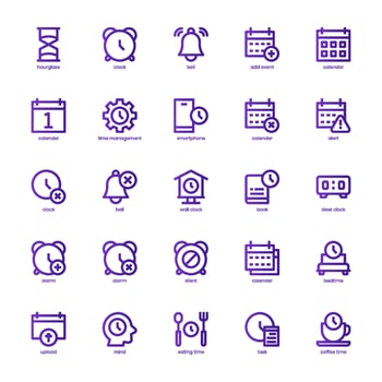 Time and Date icon pack for your website, mobile, presentation, and logo design. Time and Date icon outline design. Vector graphics illustration and editable stroke.