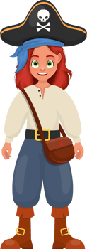Pirate little girl clipart design illustration png