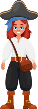 Pirate little girl clipart design illustration png