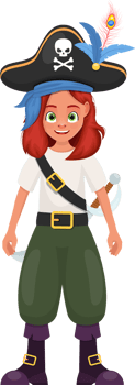 Pirate little girl clipart design illustration png