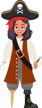 Pirate little girl clipart design illustration png